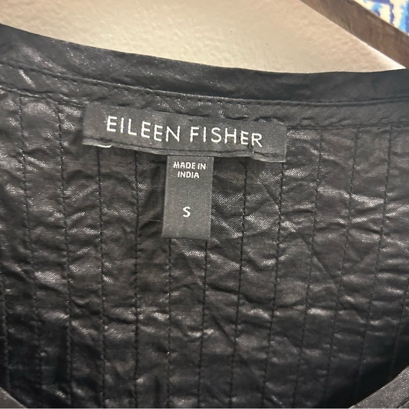 Eileen Fisher Silk Button Down Tunic small black gray - Picture 8 of 10